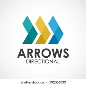 Arrows direction of right ribbon abstract vector and logo design or template cursor business icon of company identity symbol concept
