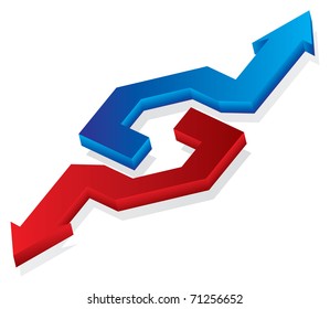 Arrows, direction sign, abstract illustration on white background
