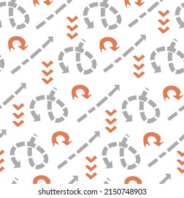 arrows direction turn signal pointer sign route elements seamless pattern for web design, packaging, wrapping paper, business cards, car, decoration, etc