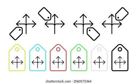 Arrows of direction vector icon in tag set illustration for ui and ux, website or mobile application