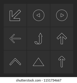 arrows  directions  pointer  arrow  user interface  pointer  up  down  left  right  play pause  forword  rewind  icon vector design  flat  collection style creative  icons