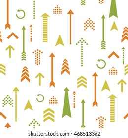 Arrows and directions signs seamless pattern retro style. Vector illustration