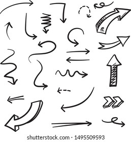 Arrows doodle illustration . Abstract arrows in hand drawn style for concept design. Vector template for decoration