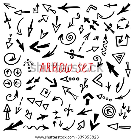 Arrows Doodle Set, hand drawn arrows set, sketched style