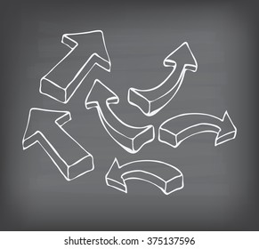 arrows doodle set on blackboard