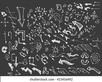 arrows doodle set on blackboard