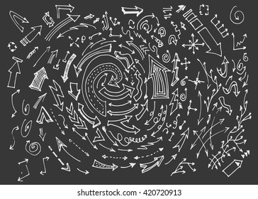 arrows doodle set on blackboard