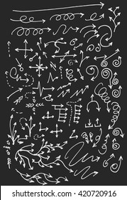 arrows doodle set on blackboard