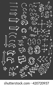 arrows doodle set on blackboard