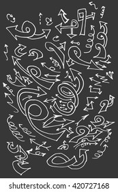 arrows doodle set on blackboard