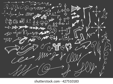 arrows doodle set on blackboard