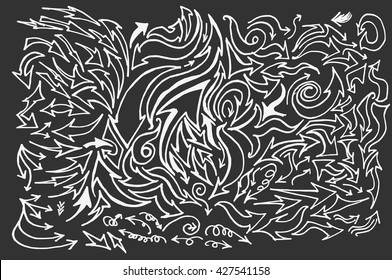 arrows doodle set on blackboard