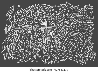 arrows doodle set on blackboard