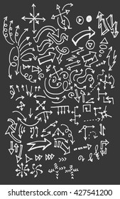 arrows doodle set on blackboard
