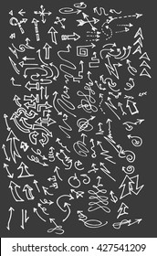 arrows doodle set on blackboard