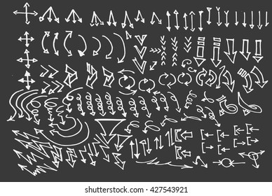 arrows doodle set on blackboard