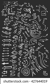 arrows doodle set on blackboard