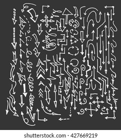 arrows doodle set on blackboard