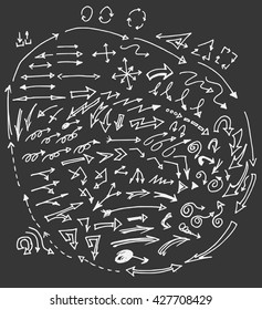 arrows doodle set on blackboard