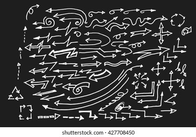 arrows doodle set on blackboard
