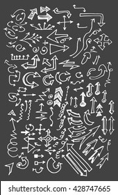 arrows doodle set on blackboard