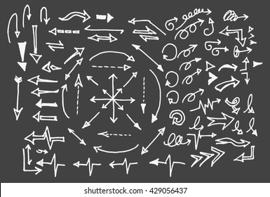 arrows doodle set on blackboard