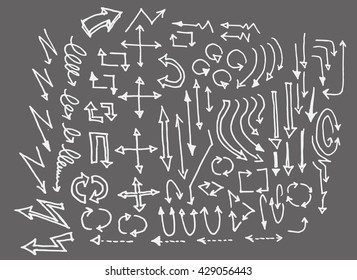 arrows doodle set on blackboard
