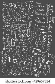 arrows doodle set on blackboard