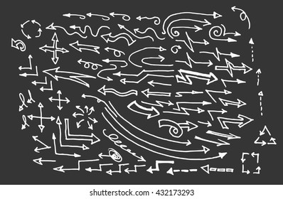 arrows doodle set on blackboard