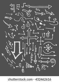 arrows doodle set on blackboard