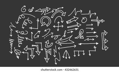 arrows doodle set on blackboard