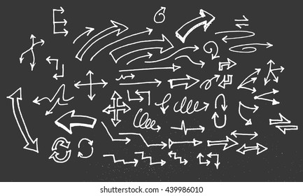 arrows doodle set on blackboard