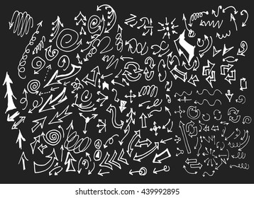 arrows doodle set on blackboard