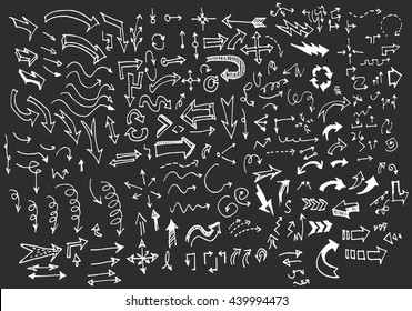 arrows doodle set on blackboard