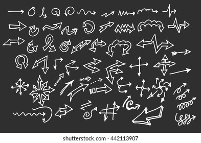 arrows doodle set on blackboard