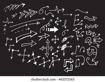 arrows doodle set on blackboard