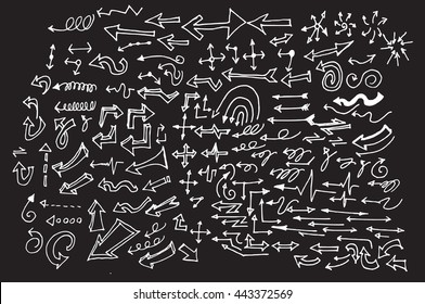arrows doodle set on blackboard