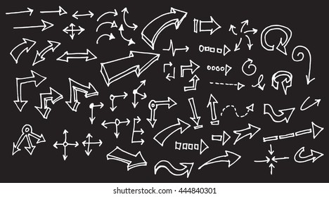 arrows doodle set on blackboard