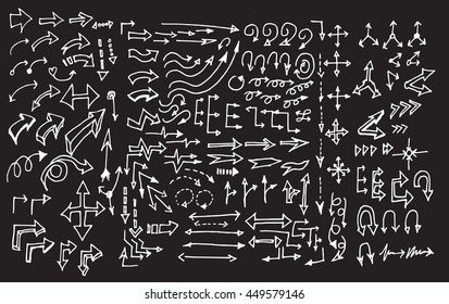 arrows doodle set on blackboard