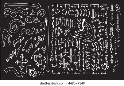 arrows doodle set on blackboard