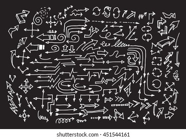 arrows doodle set on blackboard 