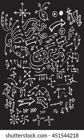 arrows doodle set on blackboard 