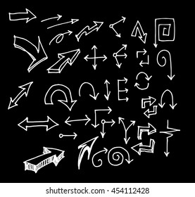 arrows doodle set on blackboard