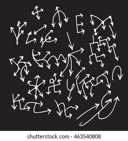 arrows doodle set on blackboard
