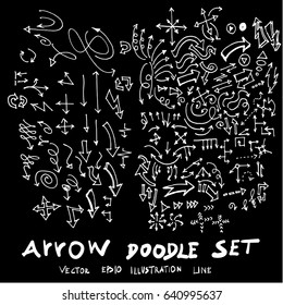 arrows doodle set on blackboard