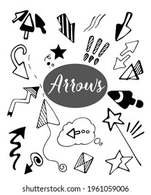 Doodle de Arrows. Estrellas. Ilustración vectorial.