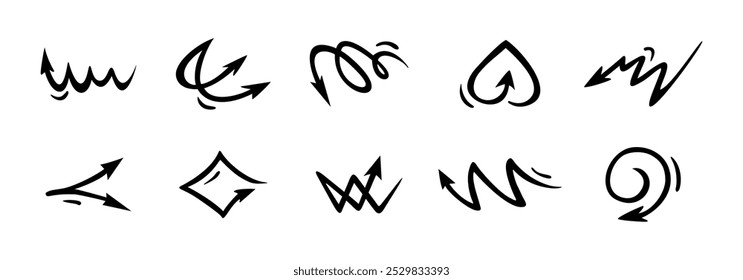 Arrows doodle vector icons set