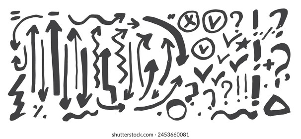 arrows doodle vector trace set