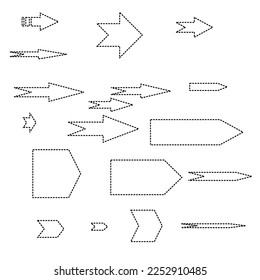 Flechas diseminadas o conjunto de flechas Nuevas flechas direcciones símbolos, signos, puntos, uso para web, interfaz de usuario, producto digital y cualquier cosa   