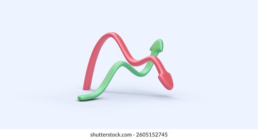 Arrows up and down in 3d realistic style isolated on transparent background. Vector illustration